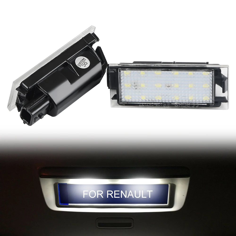 

2pcs Led Number License Plate Light For Renault Megane 2 6500K White 3W 12V Lamp For Renault Vel Satis Twingo II Clio III