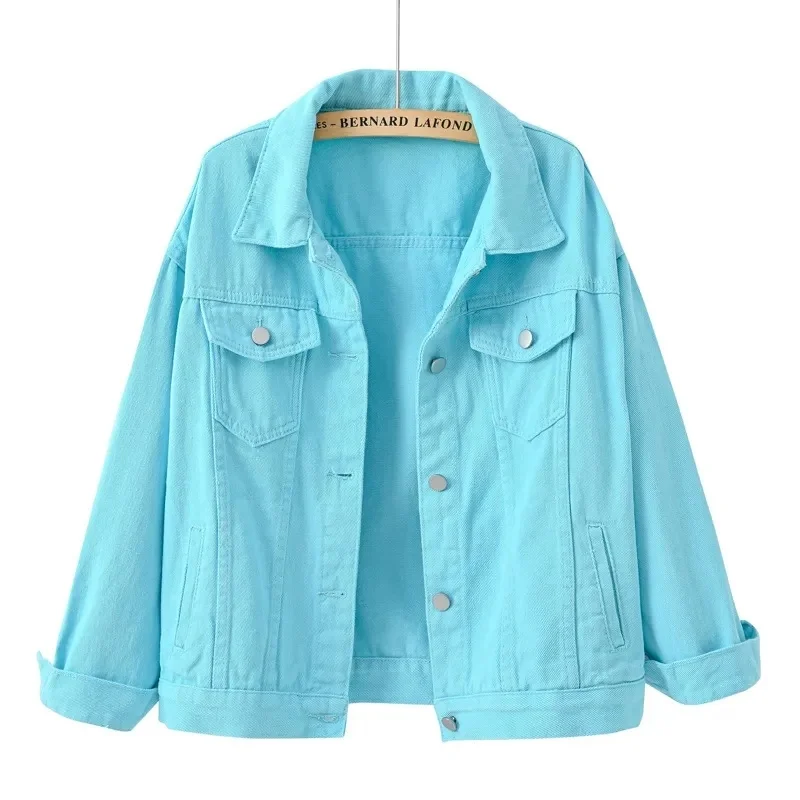 

Куртка женская джинсовая свободного покроя, базовый топ, модная верхняя одежда из денима фиолетового и желтого цветов, весна-осень 2023