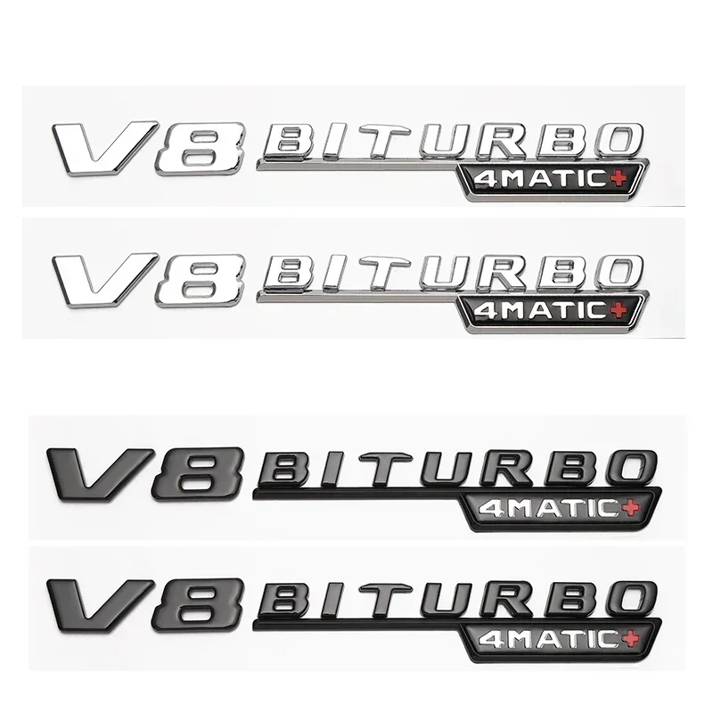 Подходит для Mercedes Benz Tailsticker V12BITURBO значок на крыло V8 BITURBO Twin-TURBO ABS Letter 4matic + TURBO Label black