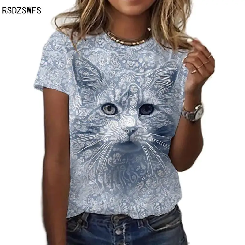 

Cat 3D Print T-shirt Harajuku Short Sleeve O-Neck Unisex Oversized Summer Women Clothes 6XL
