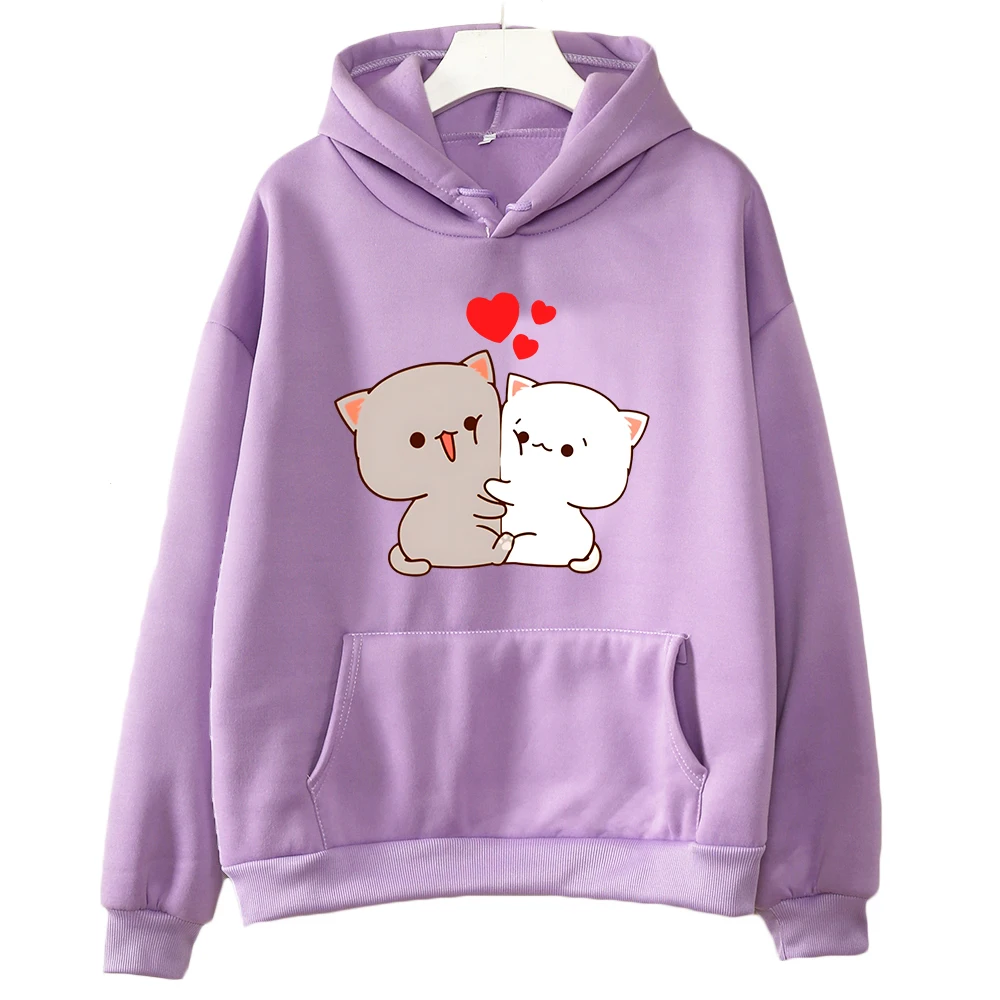 

Women Hoodies Cute and Funny Peach Cat Cartoon Print Femme Sweatshirt for Girls Autumn Harajuku Kawaii High Quality Tops Fashion