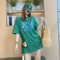 2022 summer letter printed loose long womens t shirt