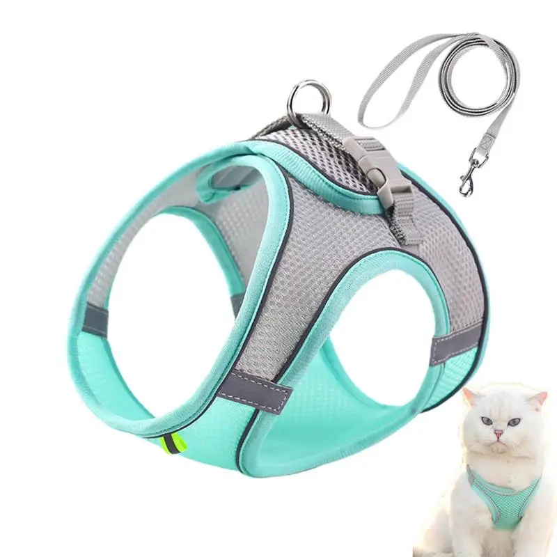 

Cat Harness And Leash Retractable Breathable Soft Mesh For Outside With Reflective Strips Soft Cat Vest Lightweight Travel Cat