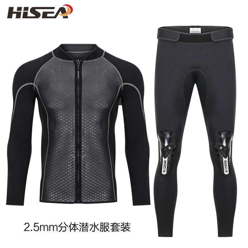 

Hisea 2.5MM Neoprene Men Women Wetsuit 2 Piece Couple Diving Suit Top Pants Full Zipper Jacket for Spearfishing Surfing Swimming
