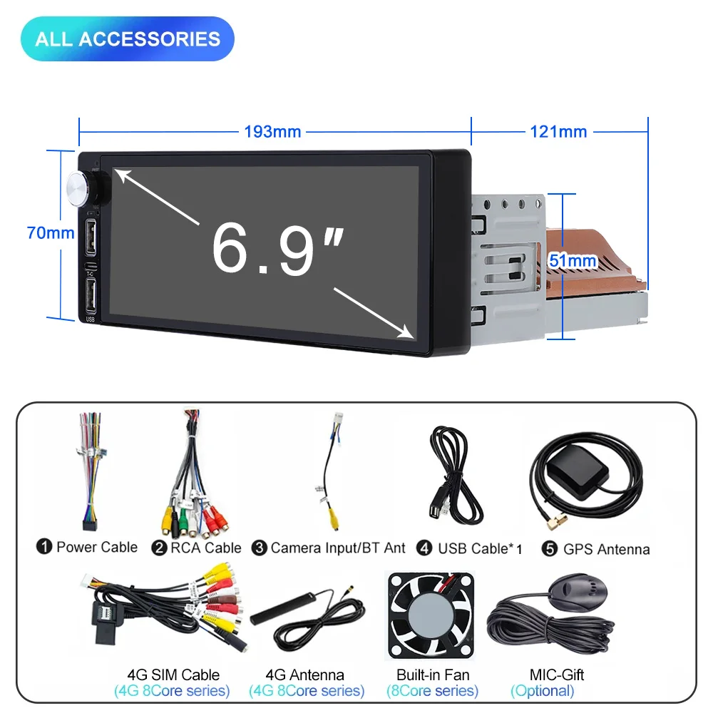 XIMA 1Din Android Авто Радио Мультимедиа 6 9 дюйма Carplay 1 DIN Стерео GPS Для Hyundai Kia Toyota Honda VW Ford