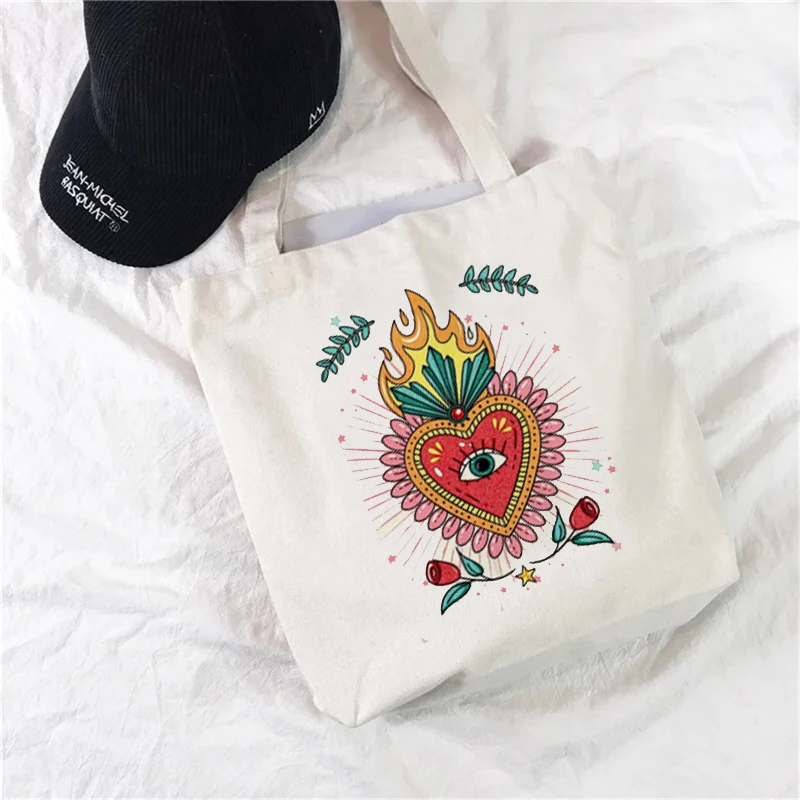 

Модная забавная сумка для покупок с мультяшным принтом, многоразовая Холщовая Сумка для покупок, сумка-тоут, Женская Хлопковая Сумка через ...