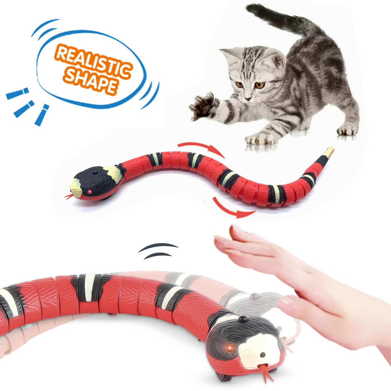 

Tricky Snake Cat Toys Interactive Electric Induction Snake Toy Smart Sensing Tease Toys for Cats Game Accessories Pet Supplies