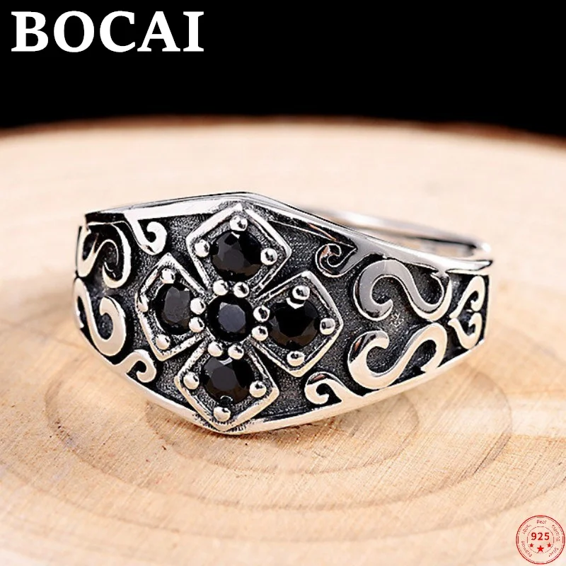

Мужские серебряные кольца с подвесками BOCAI S925 пробы, популярный серебряный Амулет с крестом из вечной лозы и циркона 2022 пробы, модные ювелир...