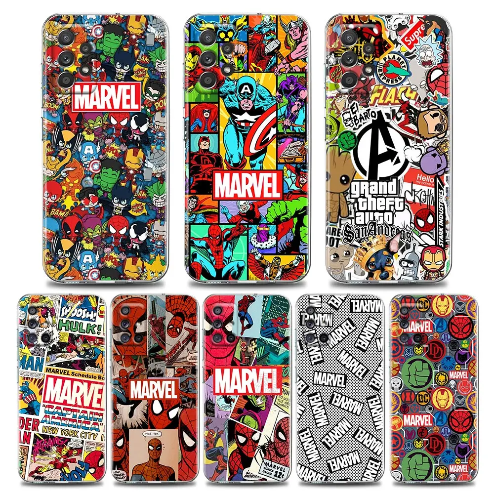 

Cartoon Marvel Avengers Logo Comics Case For Samsung Galaxy A52 A53 A72 A73 A51 A32 A41 A22 A23 A11 Soft Coque Clear Funda Cover