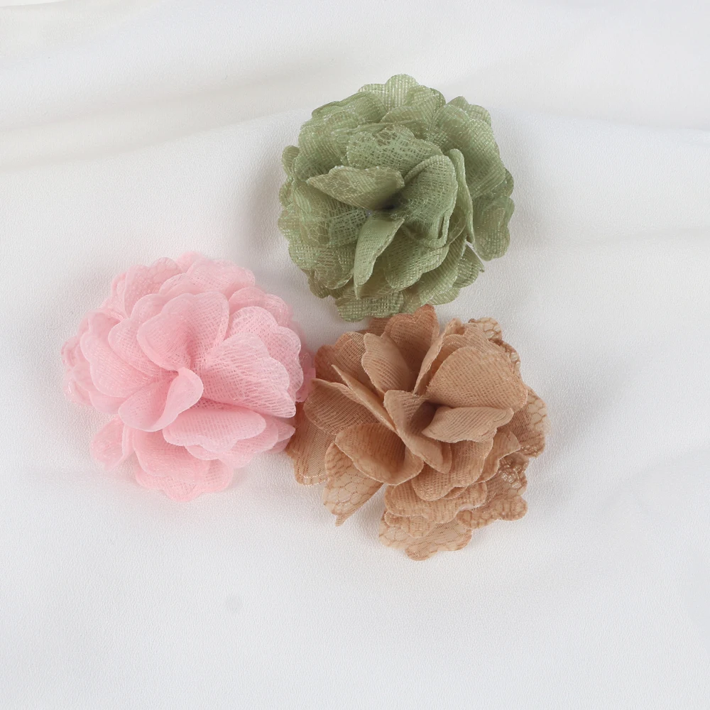 

1pcs Handmade Organza Fabric Artificial Rose Flower Patch For Wedding Dress Hats Decor Corsage Headwear Accessories