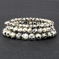 468mm natural stone beads prayer bracelets for women men natural spotted stone dalmatian beads bracelets yoga healing jewelry