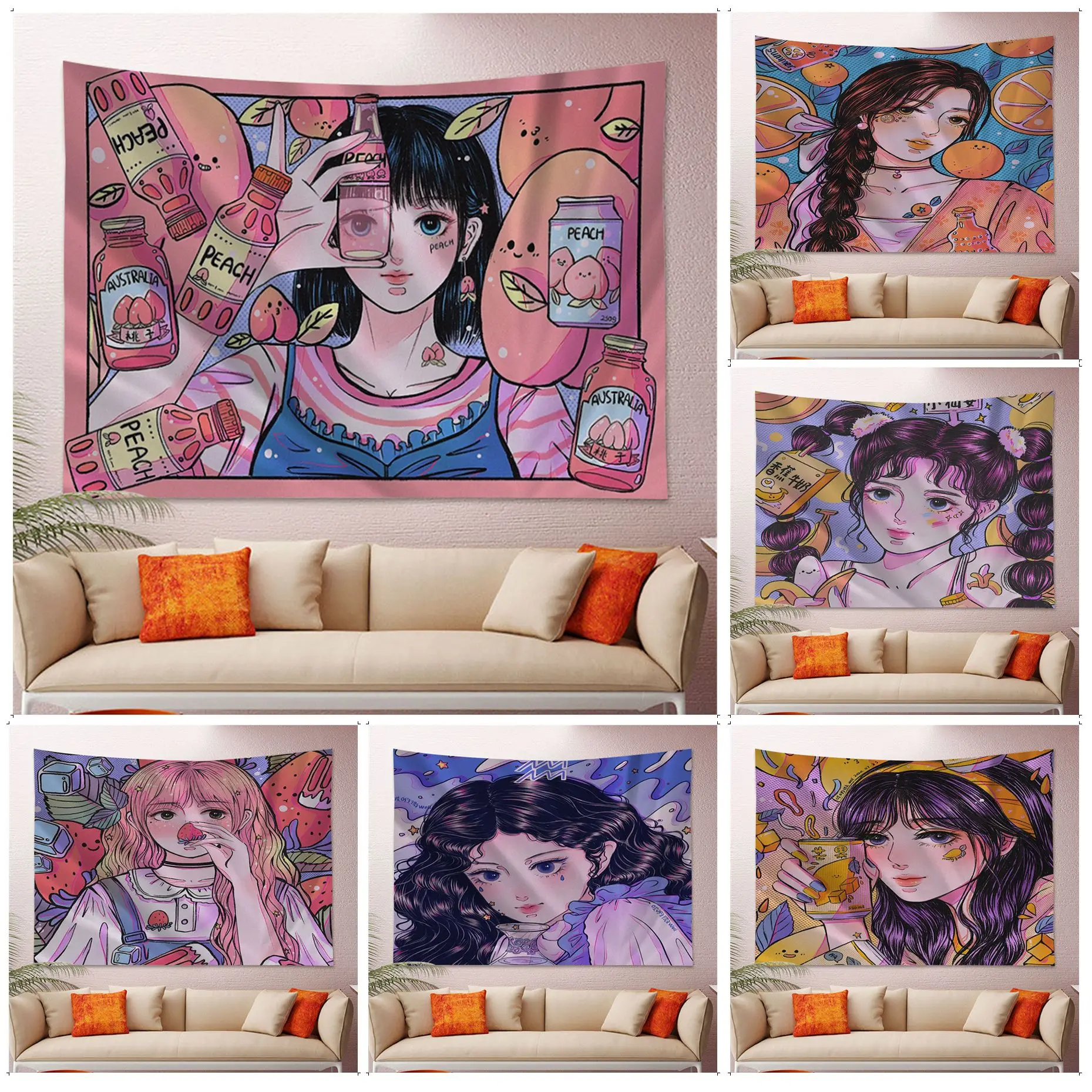 

Beautiful Girl Anime Tapestry For Living Room Home Dorm Decor Art Home Decor