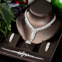 hibride clearance price vintage dubai white color jewelry set for women cubic zirconia bridal earrings and necklace set bijoux