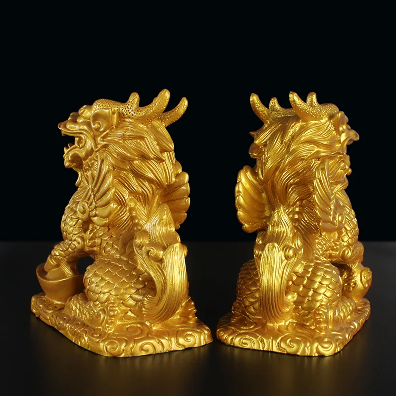 

High Quality One Pair Copper Unicorn Ornaments Statue Decoration Crafts House Lucky Office Feng Shui Crafts Pray New Year Gift