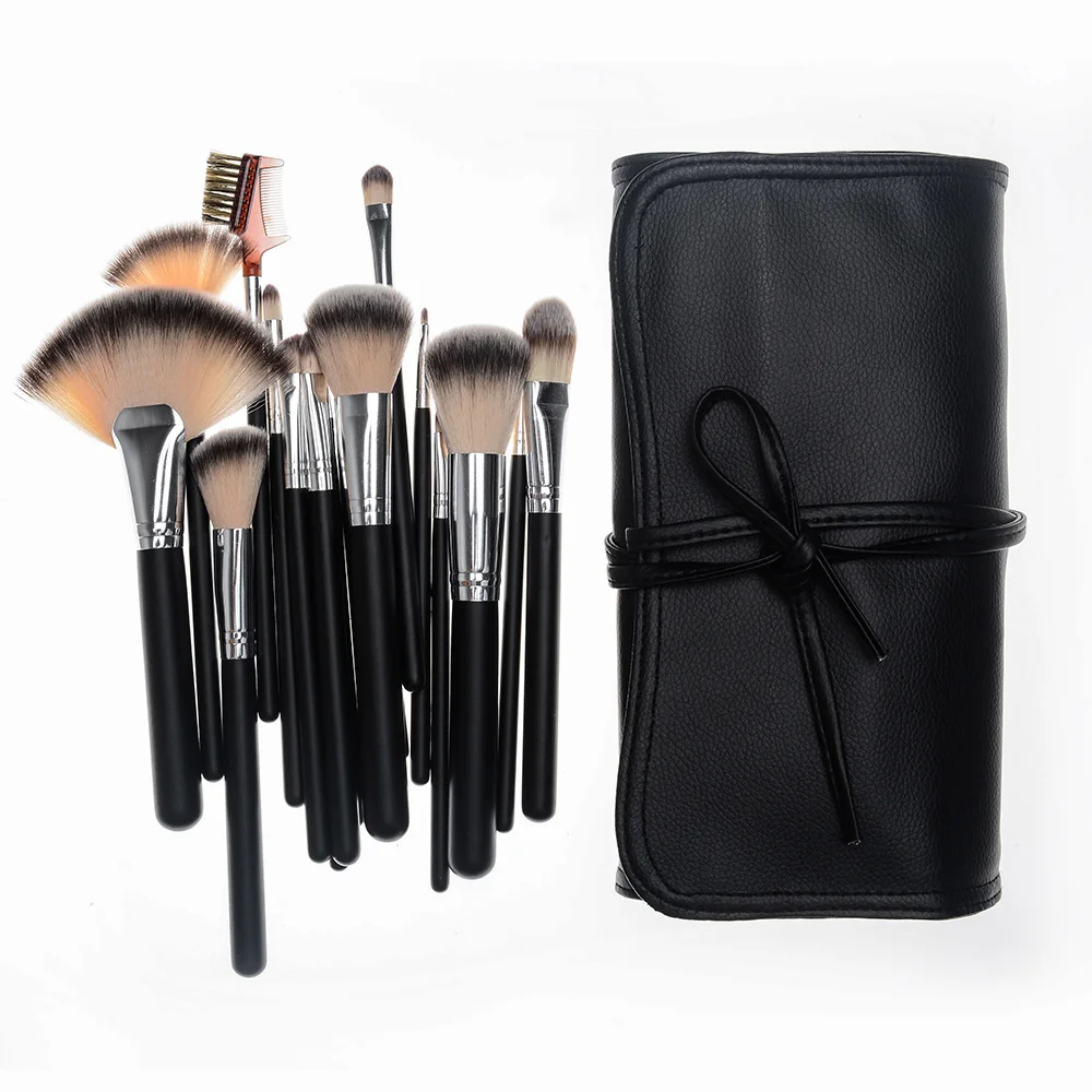 

Makeup brush 18/24 rosewood makeup brush set full set of makeup tools multi-functional black brush PU bag