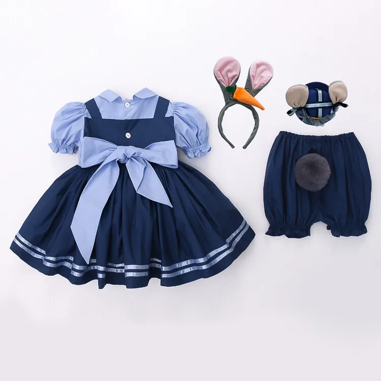Little Girl Police Uniform Rabbit Cop Suits Cosplay Judy Dresses Halloween Party Role Play Bunny Costumes images - 6