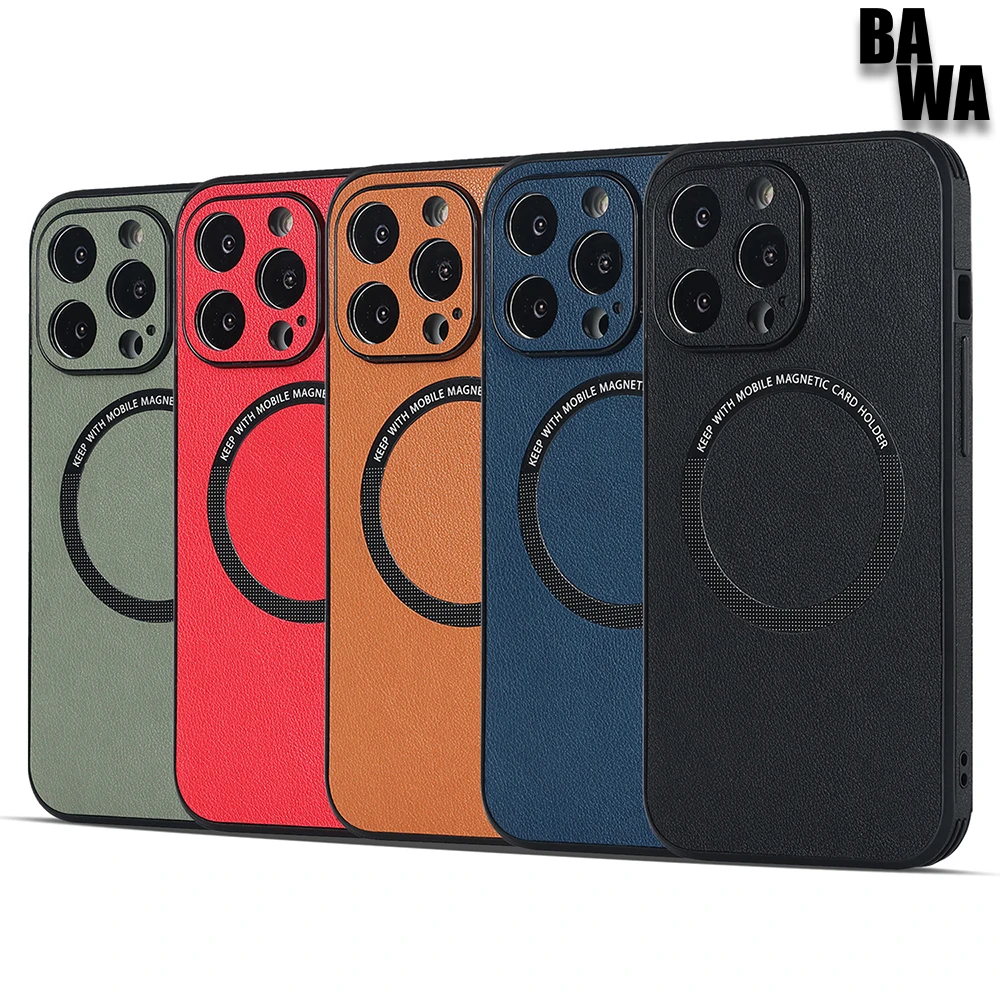 

Phone Case Leather Colorful iPhone 11 12 13 14 Pro Max Case Magsafe Magnetic Wireless Charging iPhone14 Pro Max Cover Cellphone