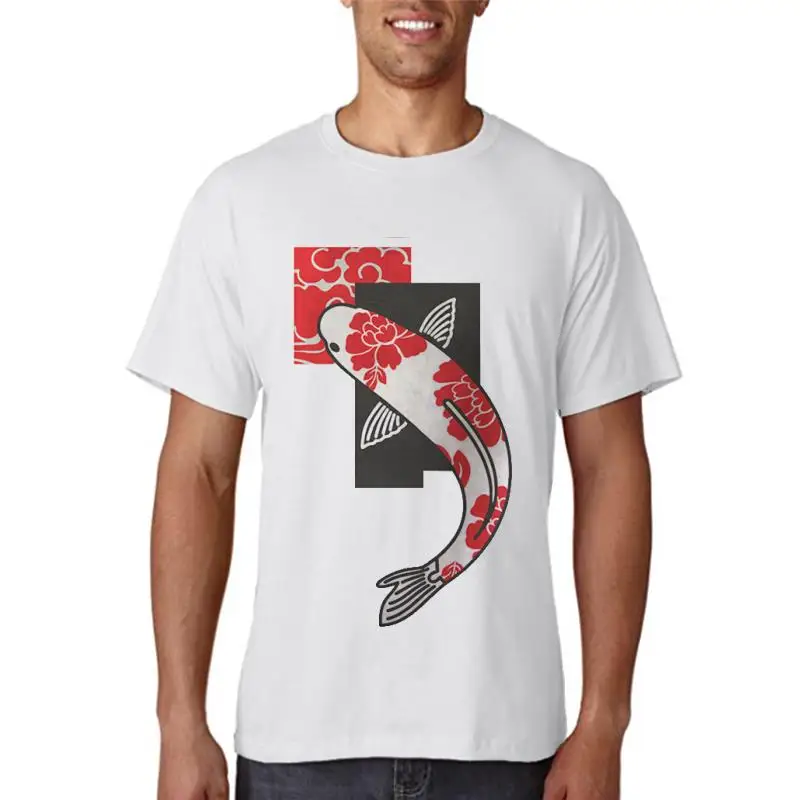 

Футболка женская с графическим принтом рыбок и кои, белая, лето 2022