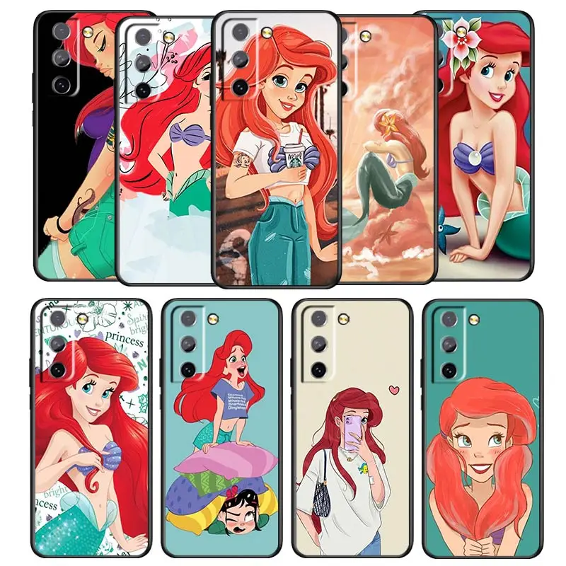 Ariel The Mermaid Phone Case For Samsung Galaxy S22 S21 S20 S10 S10e S9 S8 S7 PRO Ultra Plus FE Lite Black luxury Silicone Back