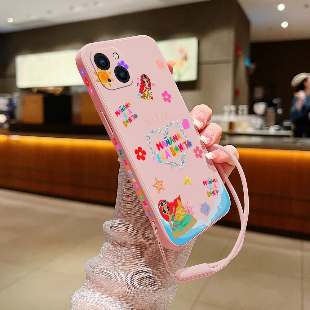 Karol G Manana Sera Bonito Phone Case For iPhone 14 13 12 11 Pro Max Mini X XR XS MAX SE20 8 7 6S Plus Silicone with Hand Strap