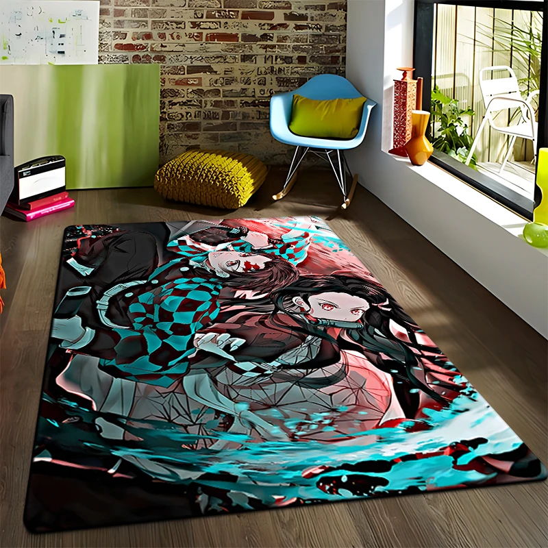 Demon Slayer Fashion Printed Carpet for Living Room Rugs Camping stranger things Picnic Mats Anti-Slip E-sports Rug Yoga Mat