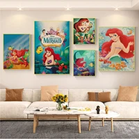 disney cute little mermaid princess classic anime poster wall art retro posters for home posters wall stickers
