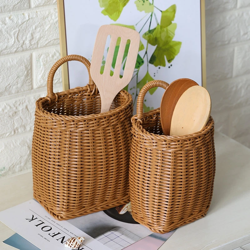 

Holder Rattan Basket Basket Storage Wall Wall Wicker Decoration Mimbre Hanging Plant Container Flower Cestas Garden Home Baskets