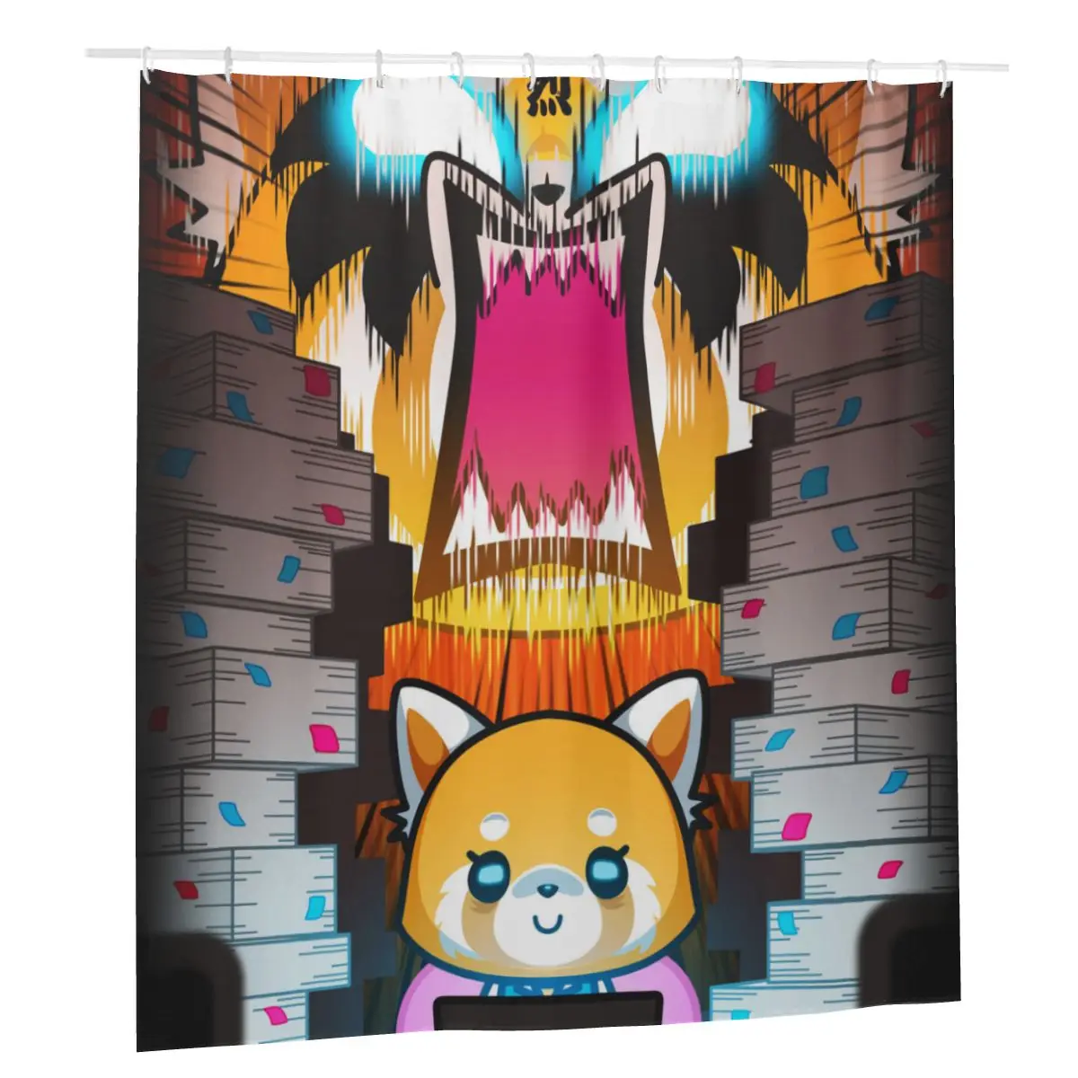

Агрессивная шторка для душа Retsuko Aggretsuko для караоке Rage Mood, домашняя фотошторка с 12 крючками