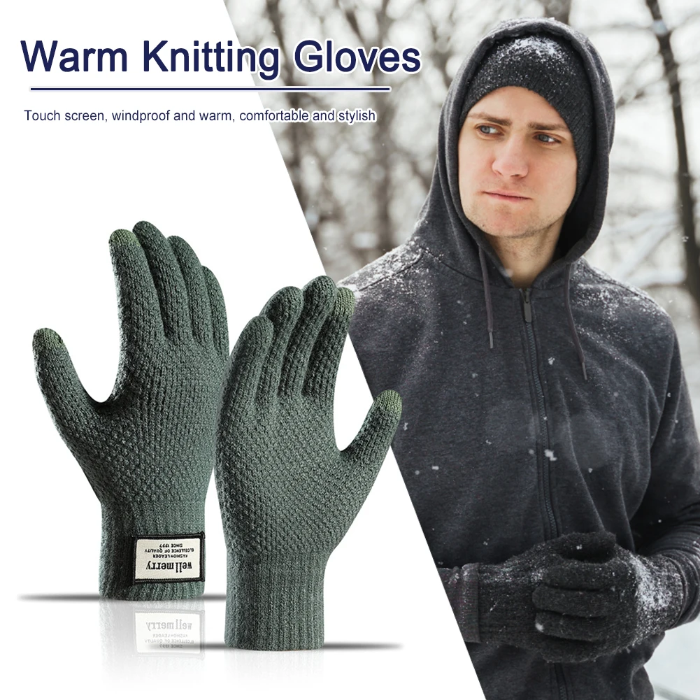 

Warm Full Finger Gloves Portable Autumn Winter Warm Gloves Windproof Touch Screen for Skiing Fishing Cycling Mountaineering