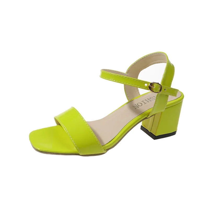 Buckle Square Plus Size Sandals Women 2023 Summer Solid Sandalias Korean Version Platform De Mujer Verano Toe Thick High Heels