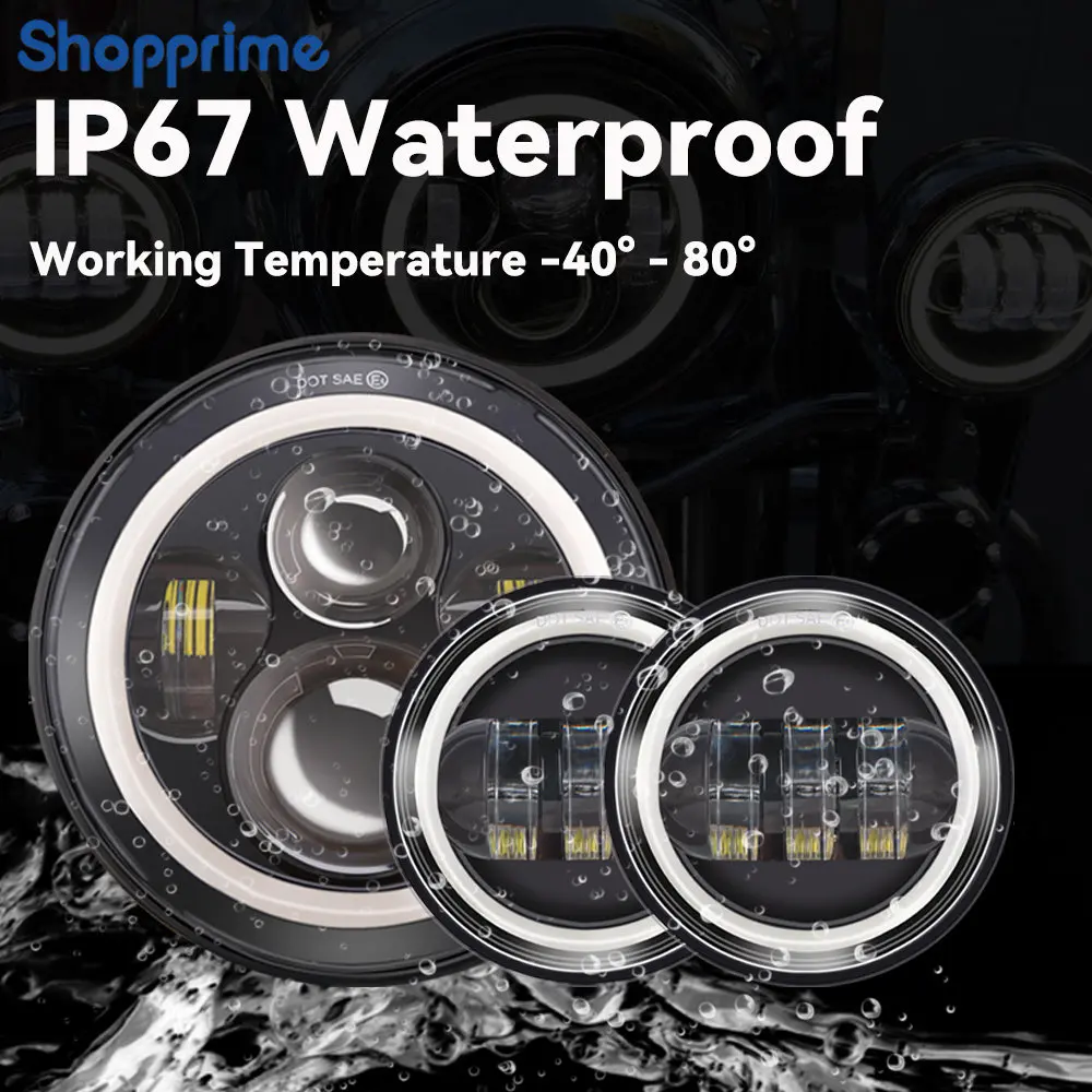 Мотоциклетный 7-дюймовый светодиодный налобный фонарь DRL лампа с 4 5 дюймовым