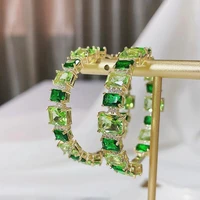 senyu 2022 new color zirconia hoop earrings paved full crystal big circle round earrings luxury women cz jewelry anniversary