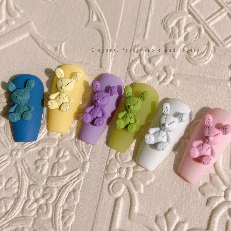 

50Pcs Bunny Rabbit Cartoon Kawaii Cabochon Nail Charm Metal Nail Art Accessories Cute Cartoon Adorable Animal Hare Decors 8*13MM