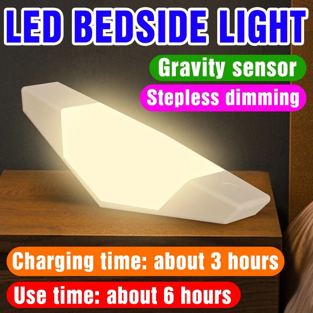 

Светодиодный прикроватный ночник с регулируемой яркостью, светильник с гравитационным датчиком, настольная лампа для обучения, освещение ...
