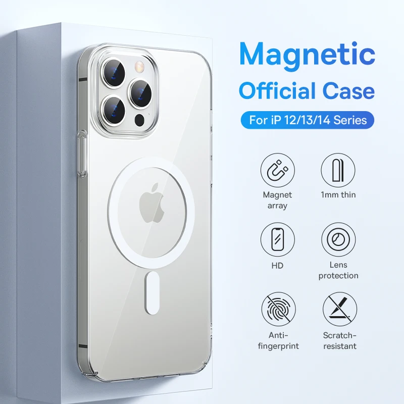 

Прозрачный Магнитный чехол Baseus для телефона iPhone 14, 13, 12, 11 Pro Max, чехол с беспроводной зарядкой для iPhone13, 12Pro Max, Магнитный чехол
