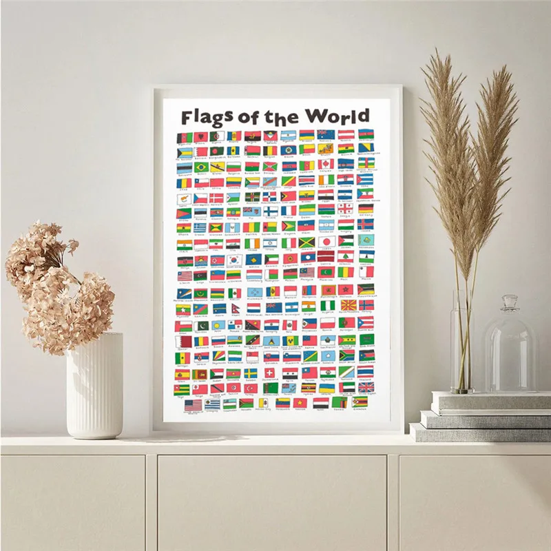 Постер с флагами мира флаги стран Картина на холсте настенное искусство