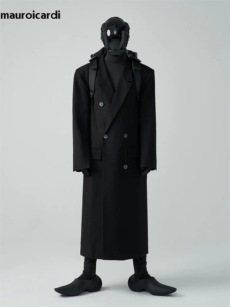 Mauroicardi-gabardina larga holgada de lujo para hombre, abrigo de lana suave y cálida, de doble botonadura, estilo europeo, otoño e invierno, 2022