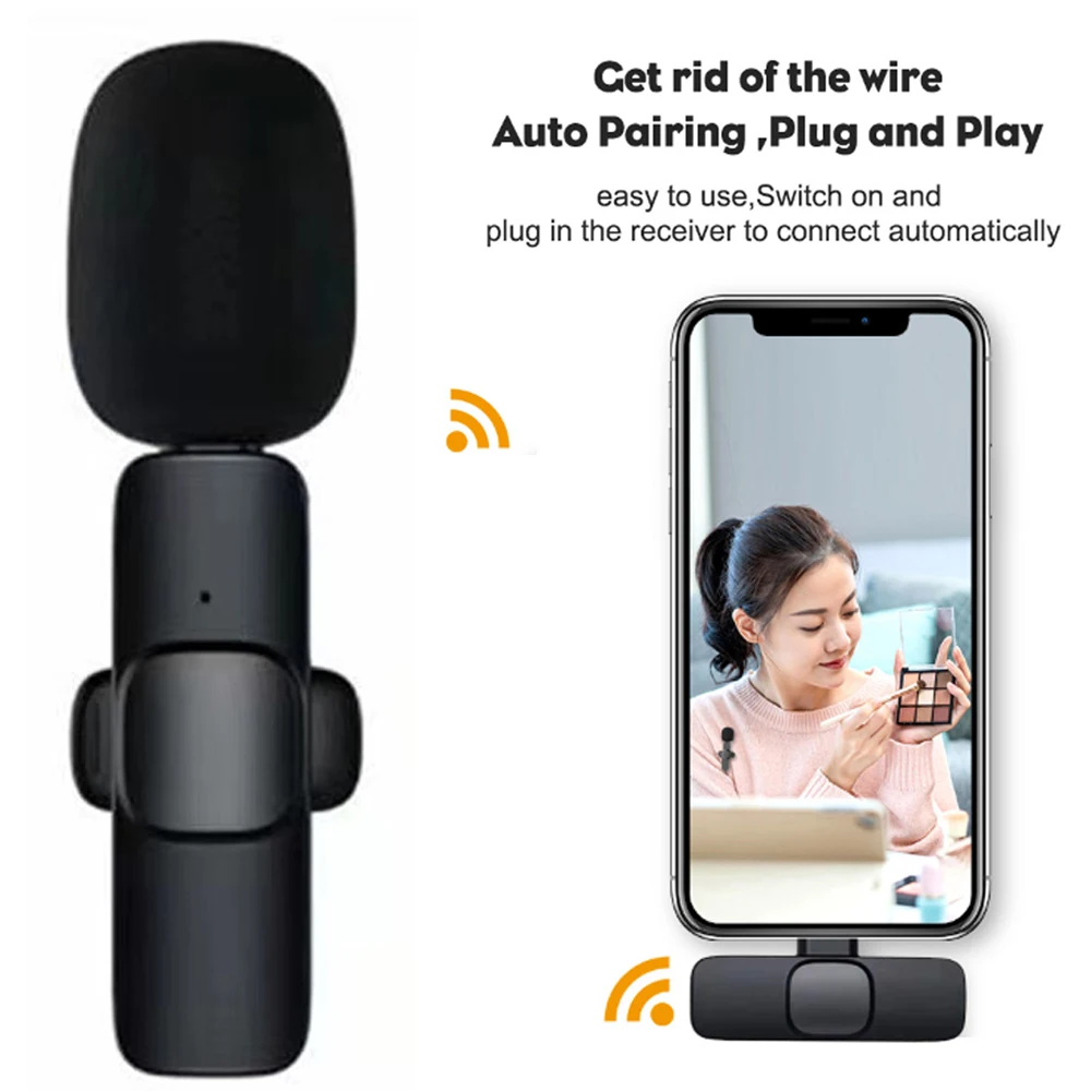 

New Wireless Lavalier Microphone Portable Audio Video Recording Mini Mic for iPhone Android Live Broadcast Gaming Phone Mic