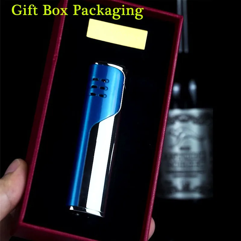 

New direct charge inflatable lighter straight flame windproof lighter cigar lighter metal personality creative gift for boyfrien