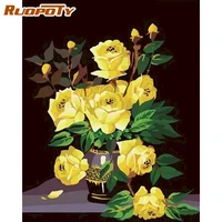 ruopoty paint by number flower drawing on canvas handpainted painting art gift diy pictures by number rose kits home decor
