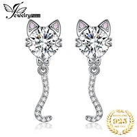 jewelrypalace new arrival cat wagging tail 4ct round cz simulated diamond 925 sterling silver dangle stud earrings for woman