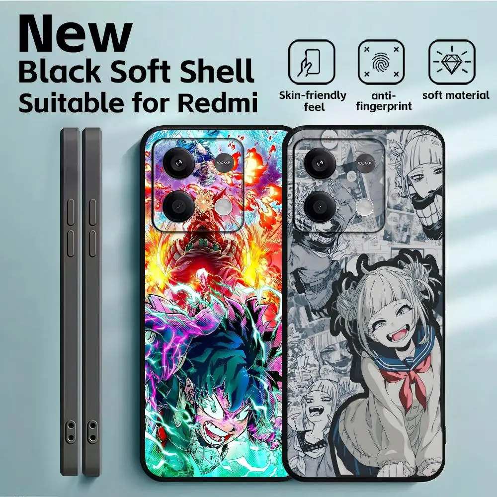 Фото Чехол для телефона «Мой герой Академии» в стиле аниме для Redmi Note 14 13 12 11 Pro Plus S 5G 14C A3, мягкий черный чехол для телефона №1