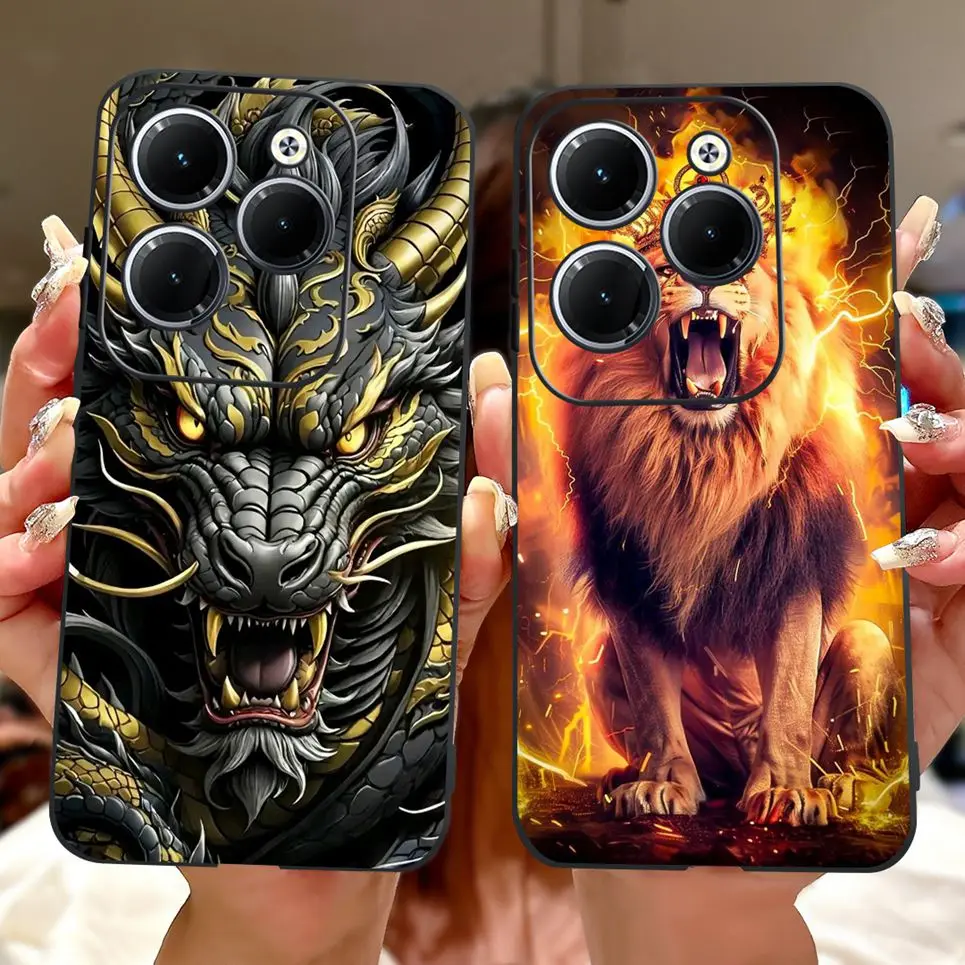 For Tecno Spark 20 Pro 20C Pro+ Cases Cool Style Tiger Dragon Pattern Phone Case Black Soft Silicone Spark20 20Pro Back Cover