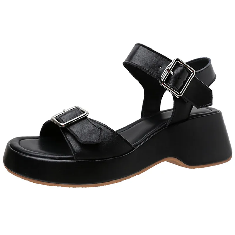 

Сандалии Dilalula женские из натуральной кожи, модные босоножки на танкетке, туфли на платформе с пряжкой, повседневная обувь для офиса, весна-лето