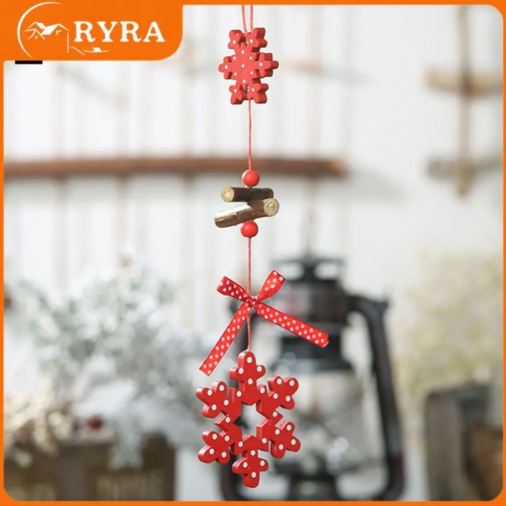 

10g Red Polka Dot Round Wood Pendant Wood Delicate Red Snowflakes Ornaments Five-pointed Star Bowknot Love Pendant Red Practical