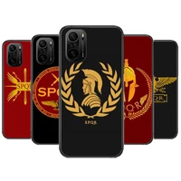 spqr roman imperial legion phone case for xiaomi redmi poco f1 f2 f3 x3 pro m3 9c 10t lite nfc black cover silicone back prett m