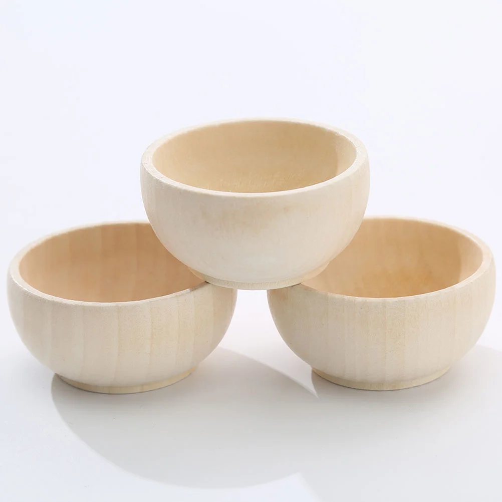 

5 Pcs Wooden Bowl Household Decor Unpainted Crafts Bowls Kids Color Drawing Painting Child DIY Unfinished
