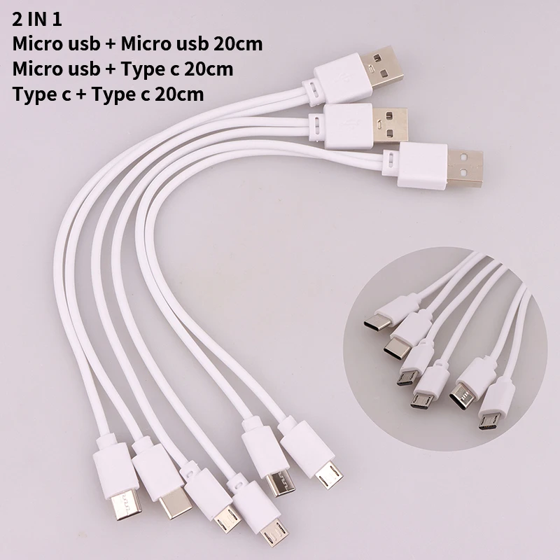 

Разветвитель USB «папа»-Micro USB/Type-C, кабель передачи данных для зарядки Android, смартфонов, планшетов, двойной Micro USB, 1 шт., 2 в 1