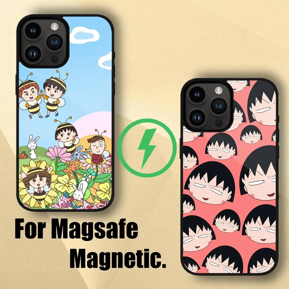 Chibimaruko Chan чехол для телефона iPhone 15 14 13 12 11 Pro Max Plus беспроводная Магнитная зарядная