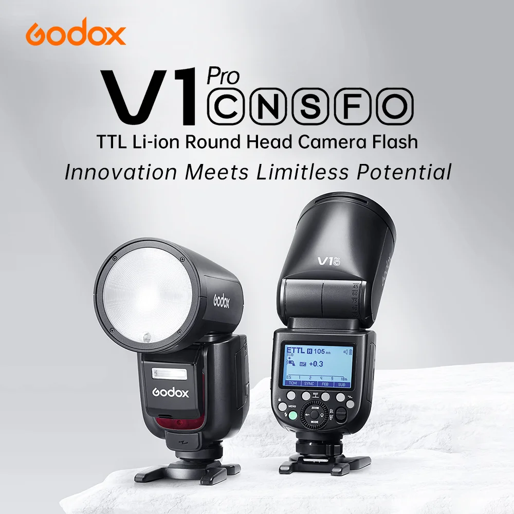 Фото Godox V1 Pro V1Pro V1-C V1-N V1-S V1-F TTL Li-Ion Беспроводная круглая вспышка для фотокамер Canon Sony Nikon Fuji №2